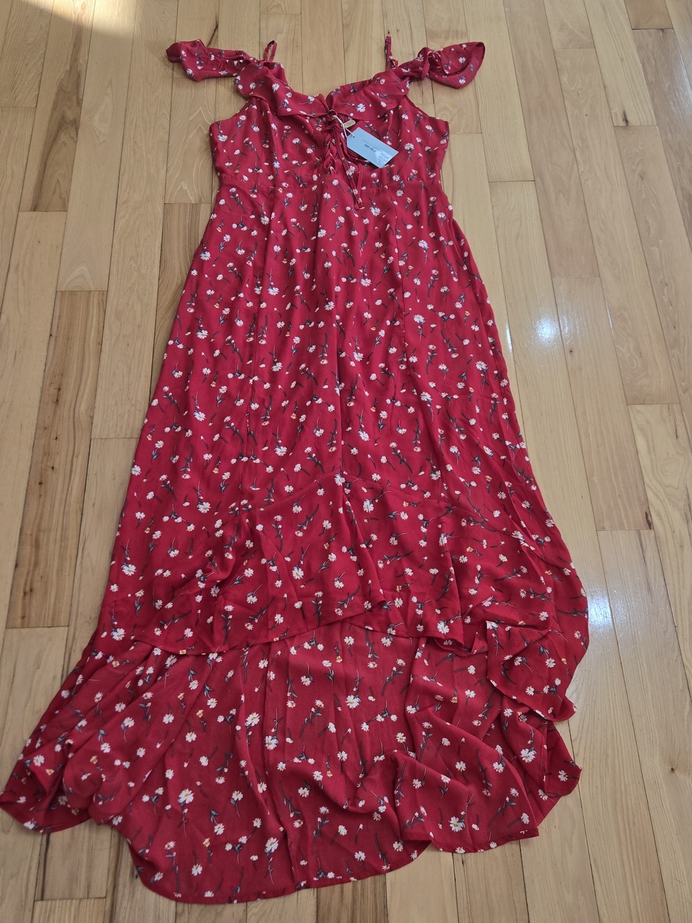NWT If By Sea Red Floral Maxi Dress